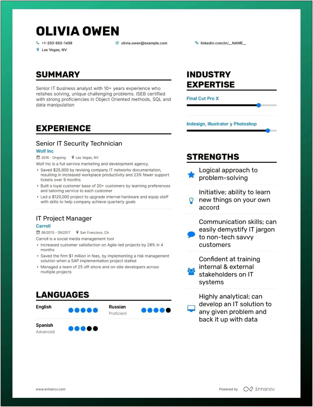 Example Resume Of Skill Assets