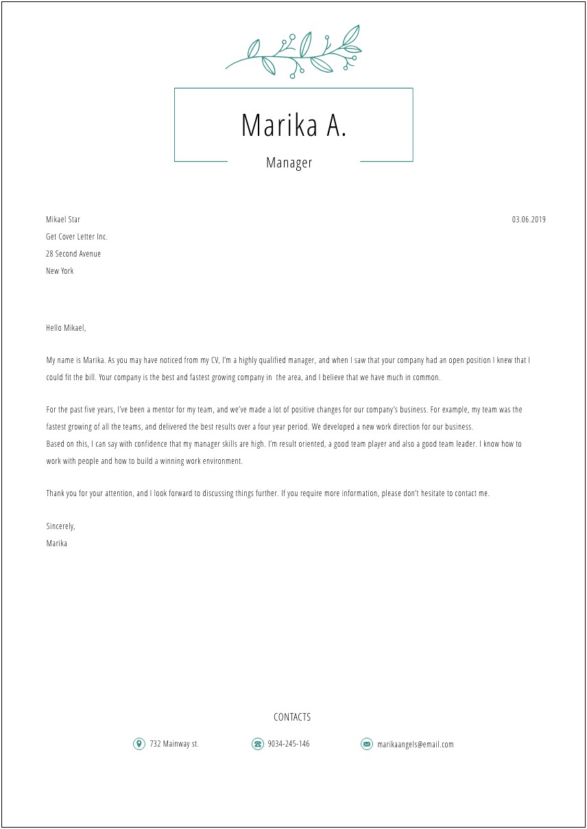 Example Resume Pta Cover Letter