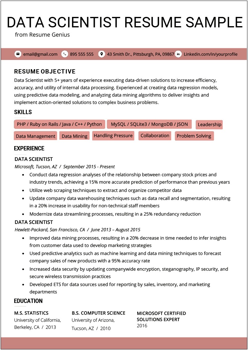 Example Resume Skills In Computer
