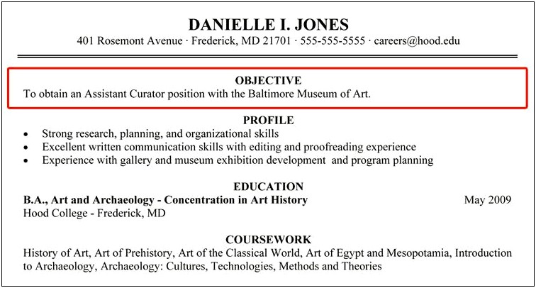 Example Resume With Objective Statement