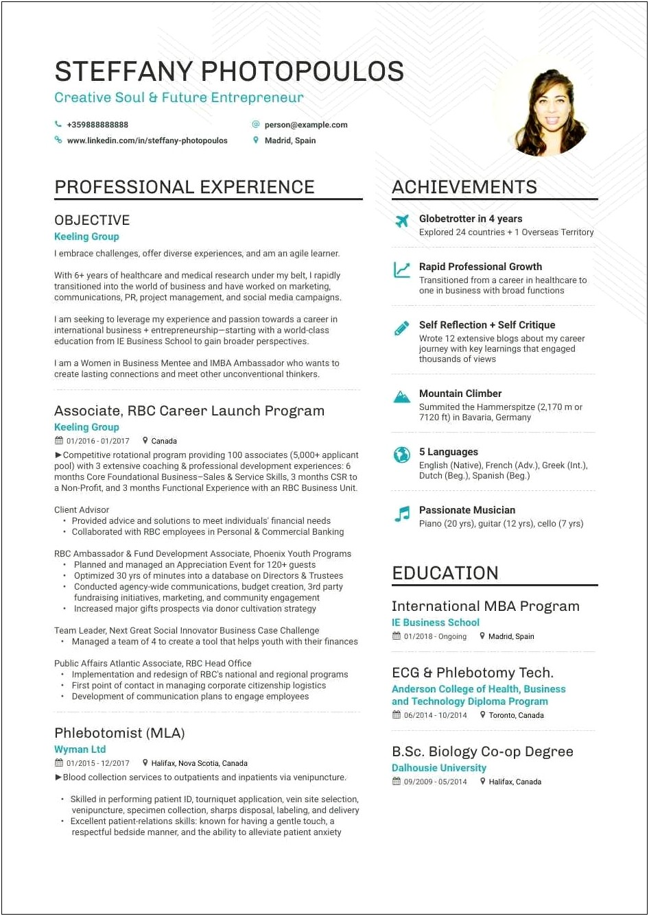Example Resume With Personal Business