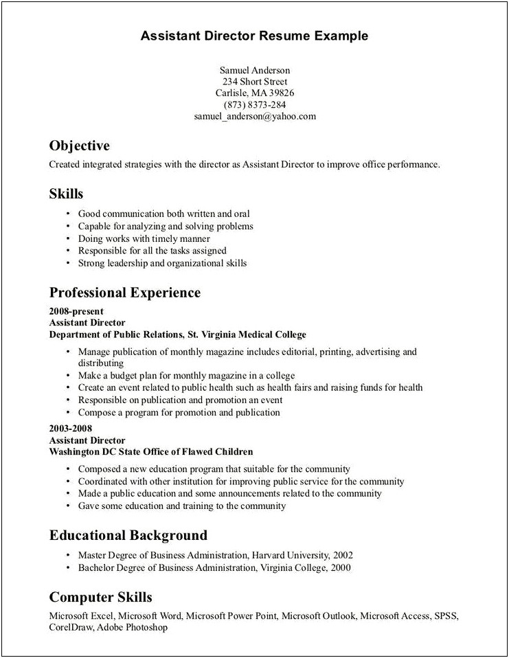 Example Resume With Skills Section