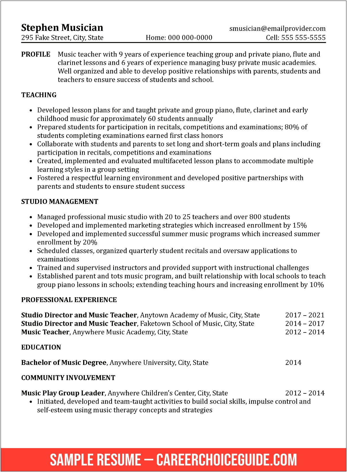 Example Resume Work Experience Section