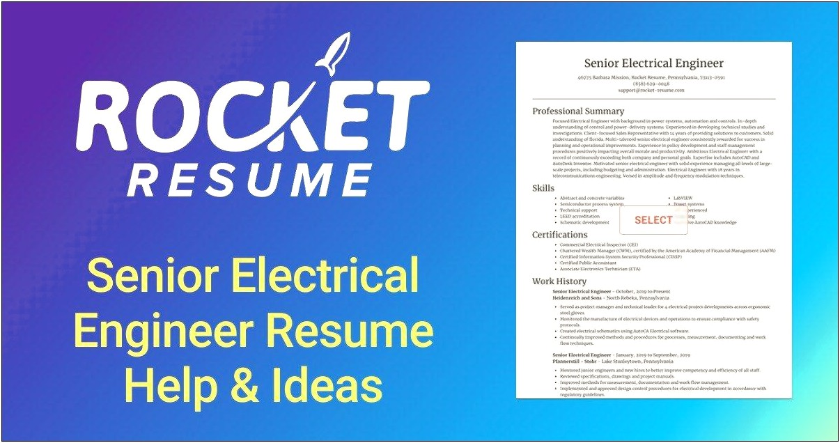 Example Resumes For Senior Electrical Engineers