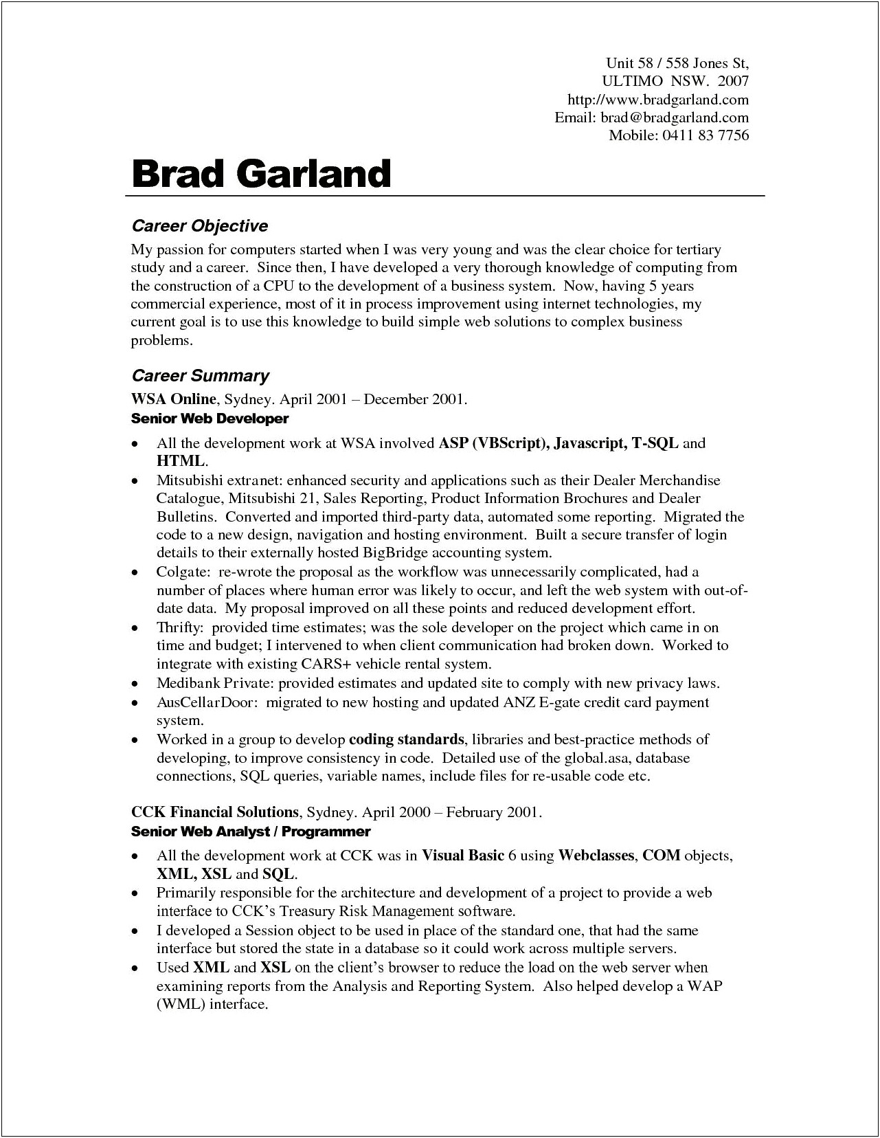 Example Technical Objective Statements For Resumes