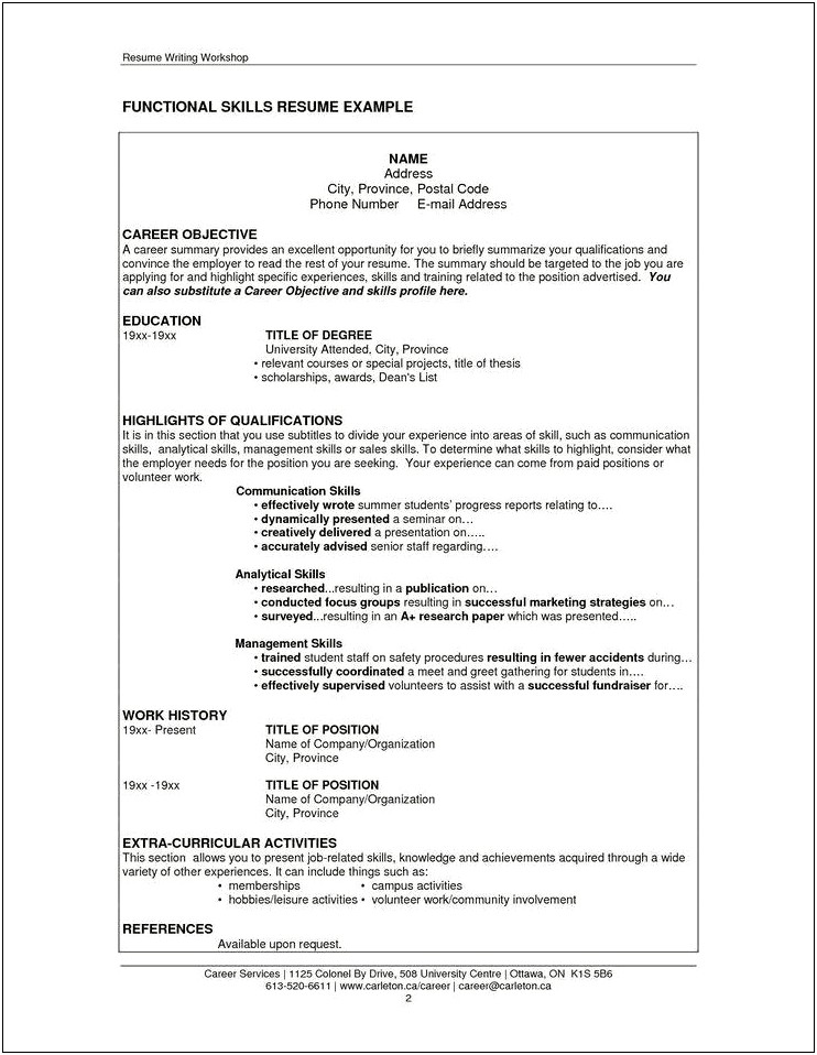 Examples For Skills Ina Resume
