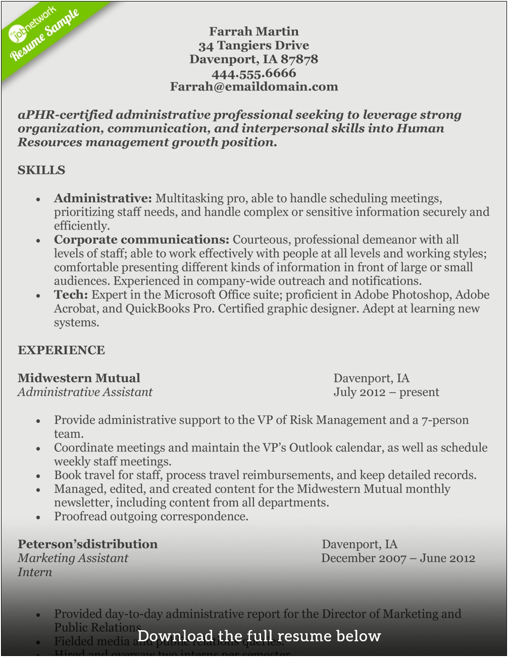 Examples Hr Assistant Resume No Experience