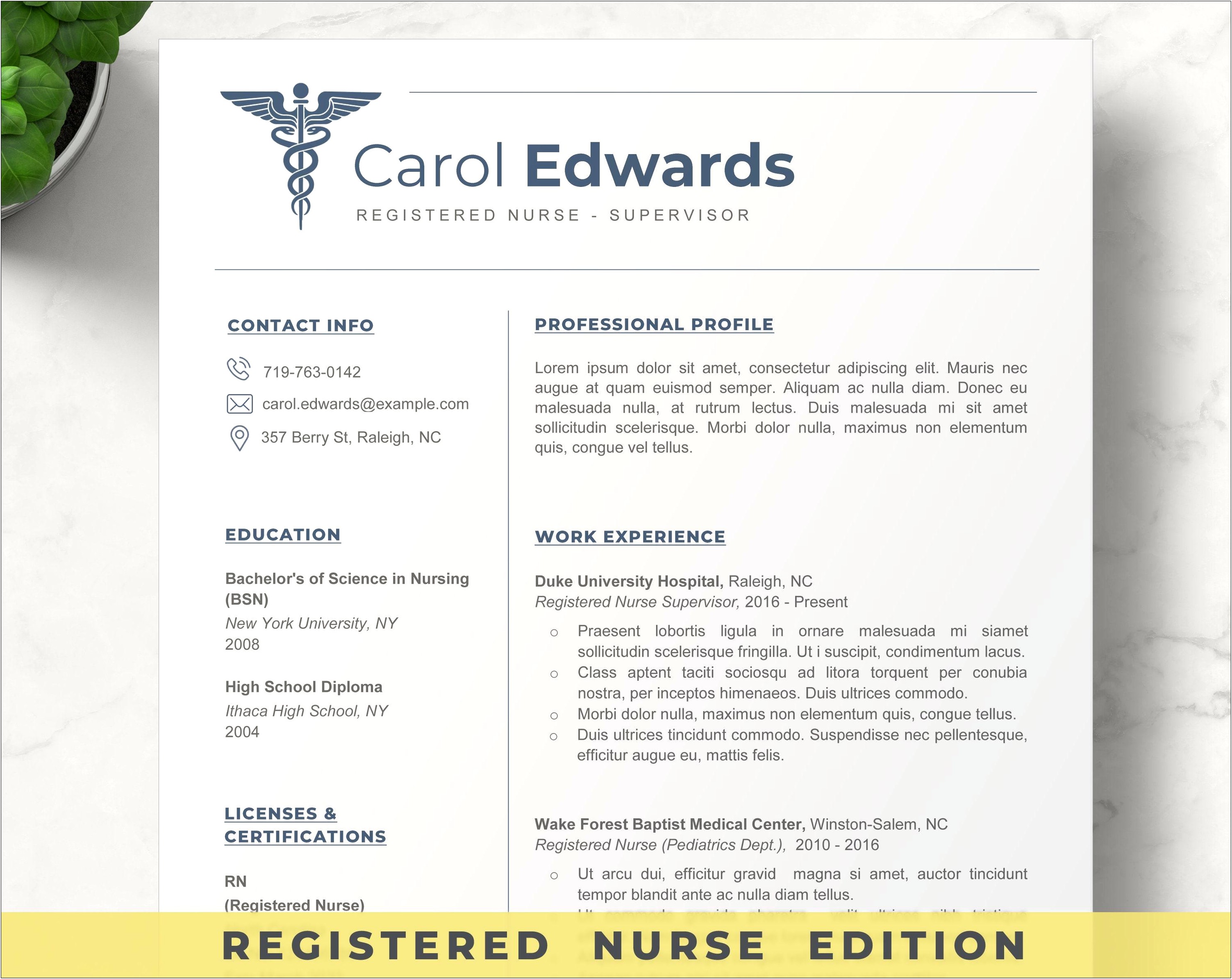 Examples Of 2 Page Resumes Nursing