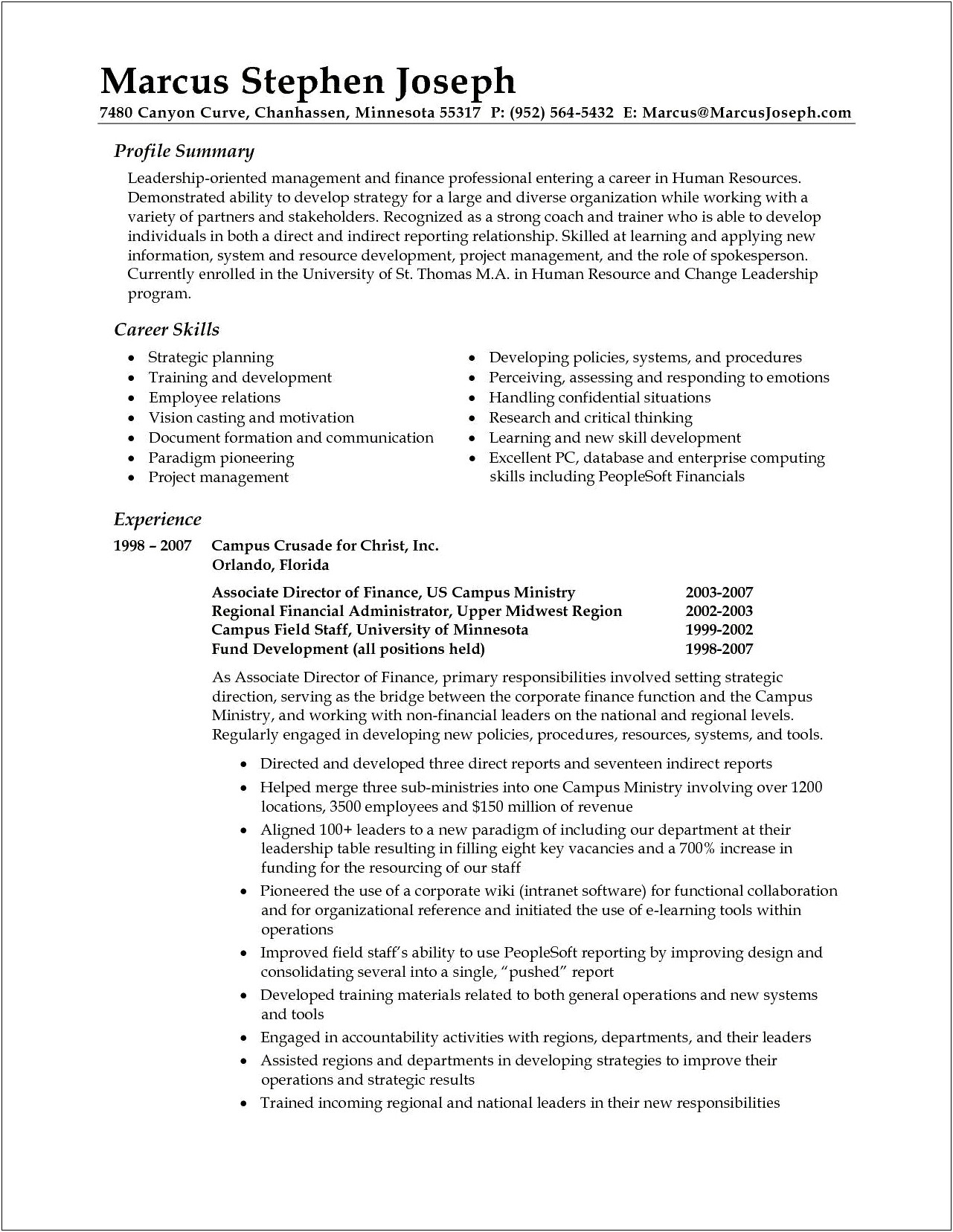 Examples Of A Resume Career Summary