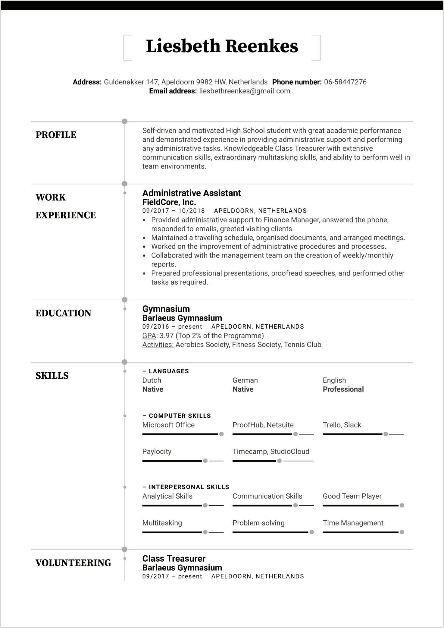 Examples Of A Teenage Resume