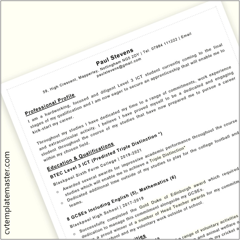 Examples Of Activities And Interests For Resumes