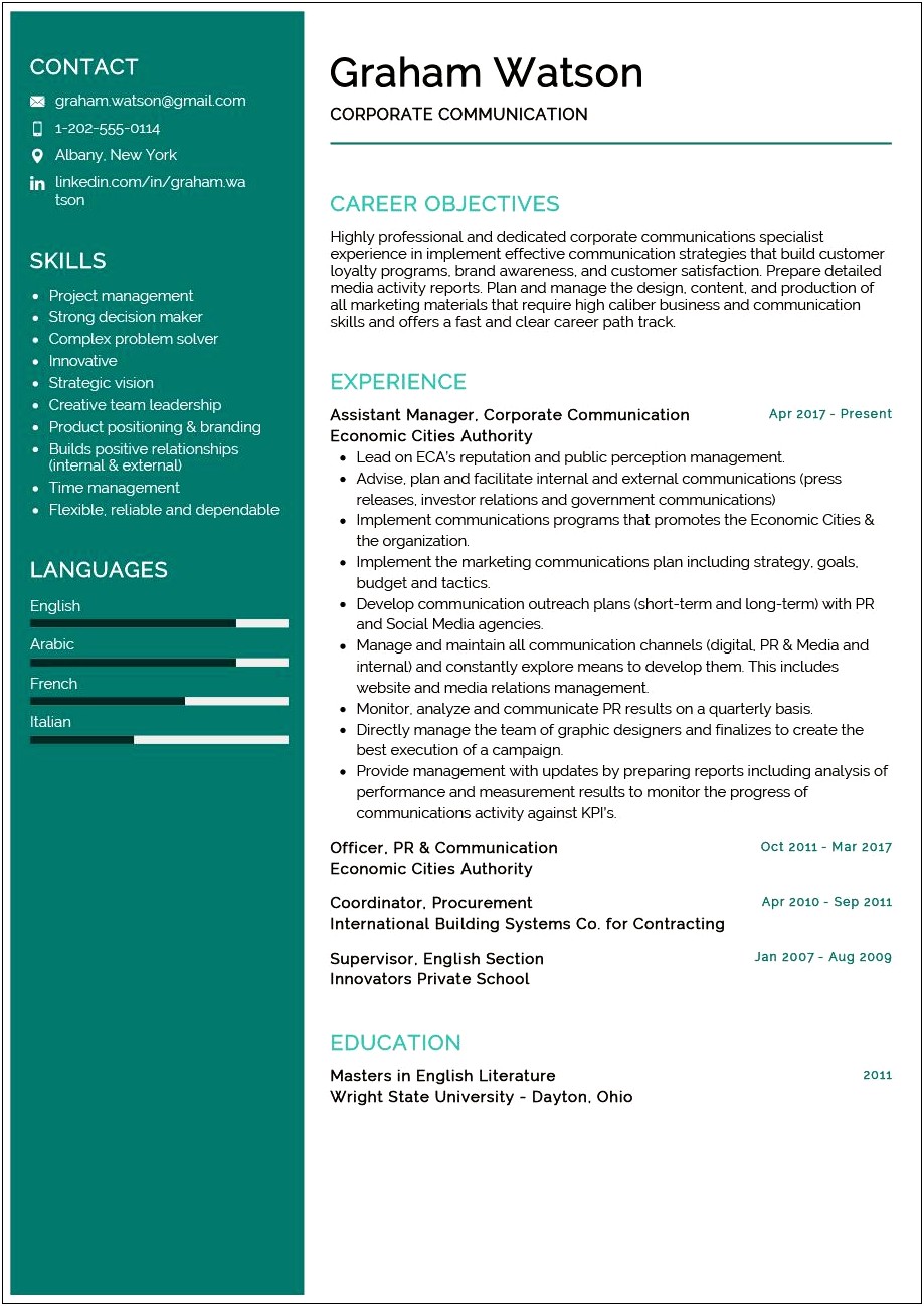 Examples Of Being A Strong Communicator In Resumes