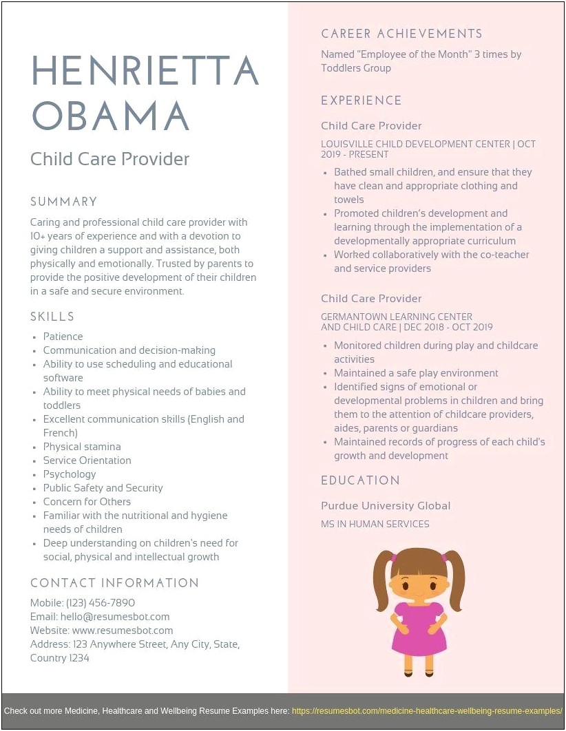 Examples Of Child Care Director Resumes