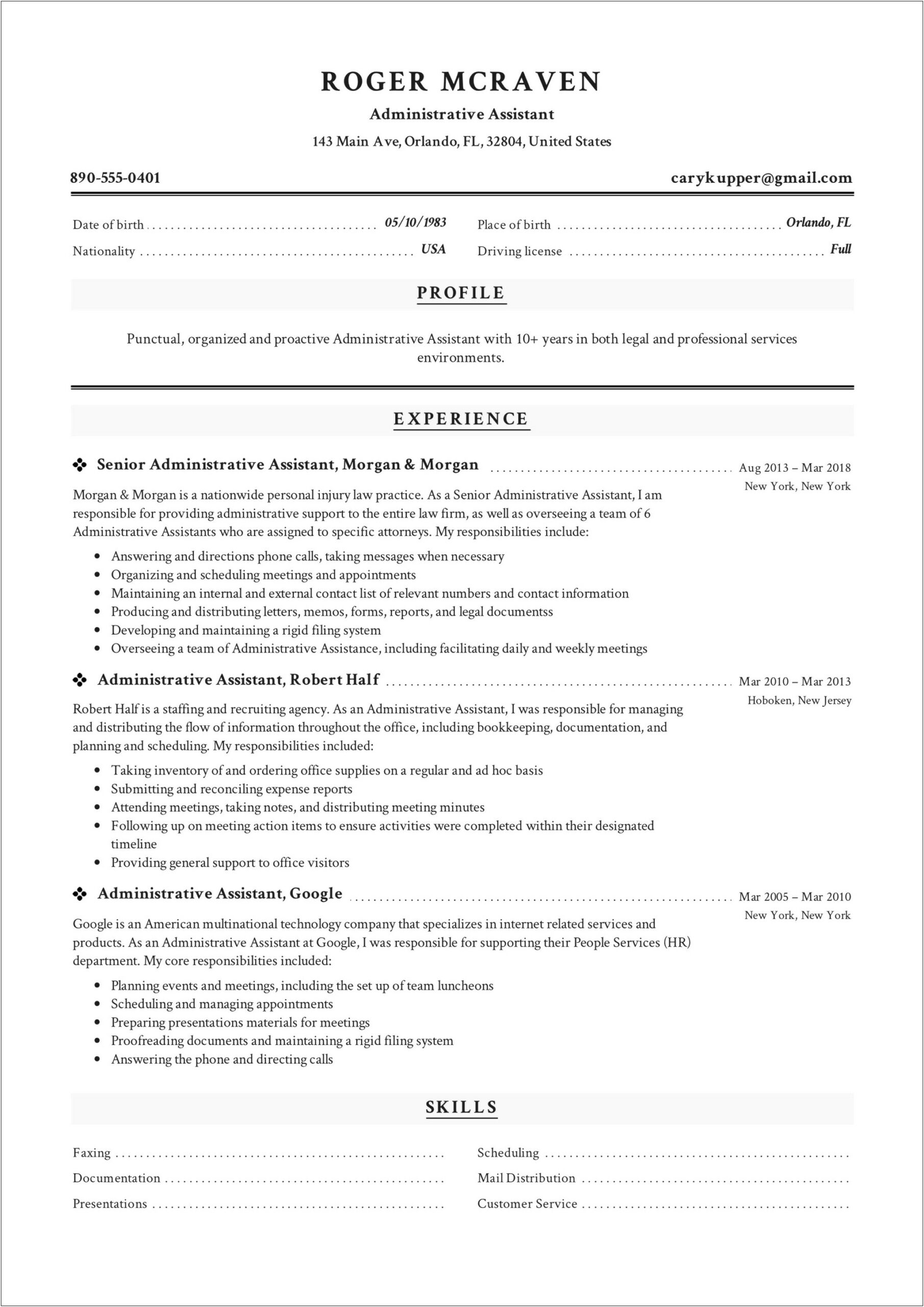 Examples Of Clerical Assistant Resumes