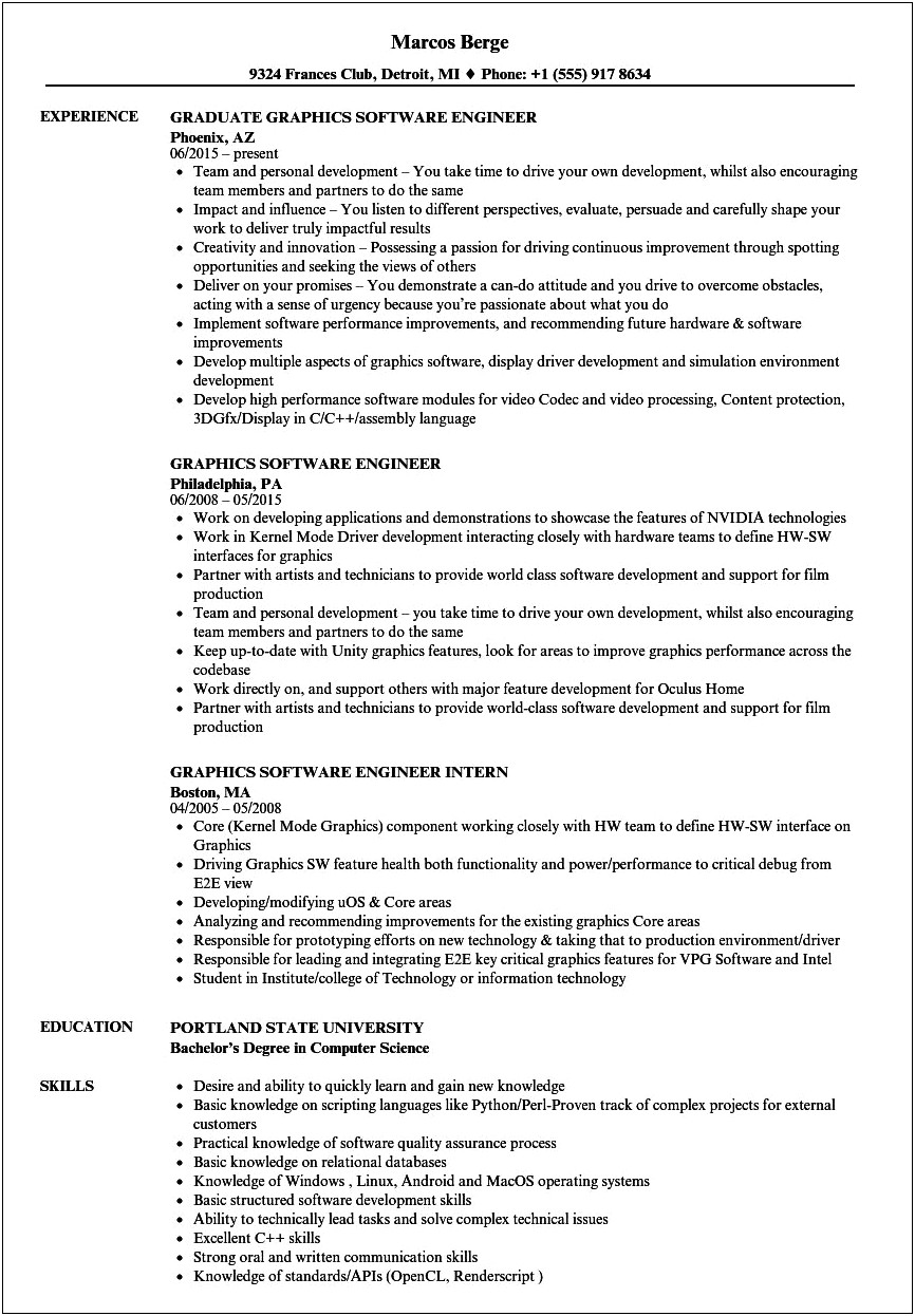Examples Of Computer Graphics Resume's