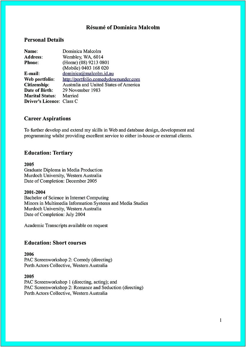 Examples Of Computer Science Resumes