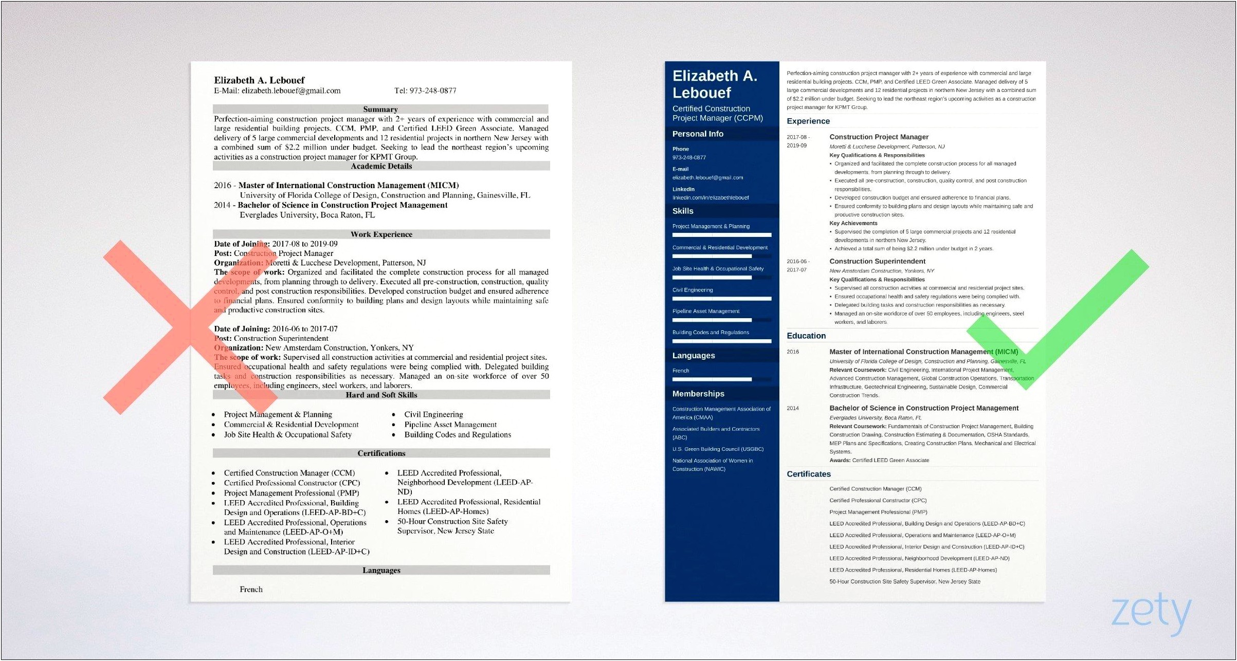 Examples Of Construction Project Management Resumes