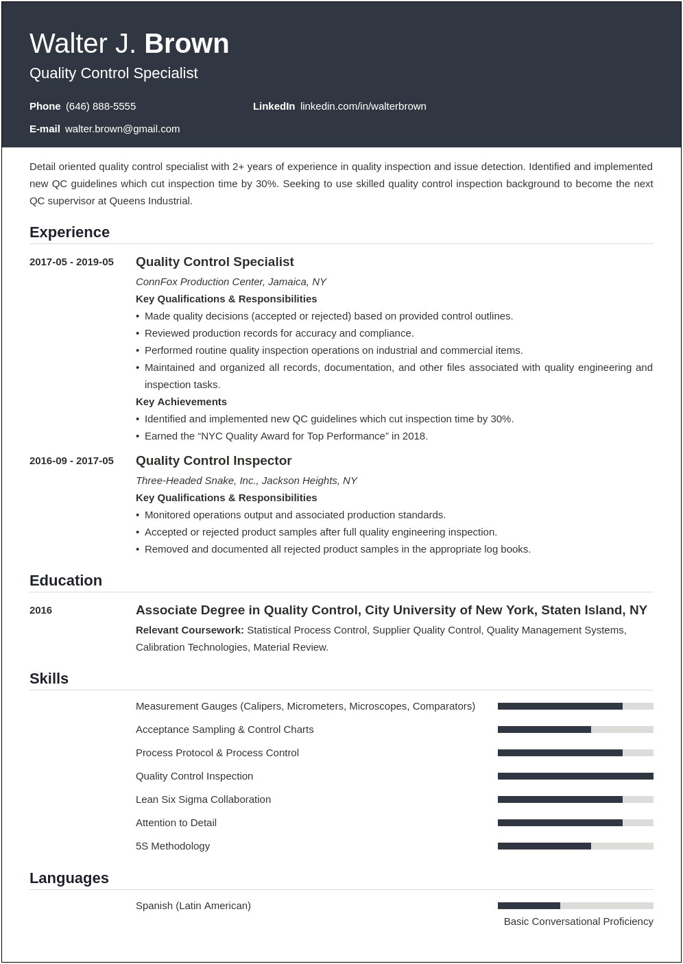 Examples Of Coursework On A Resume