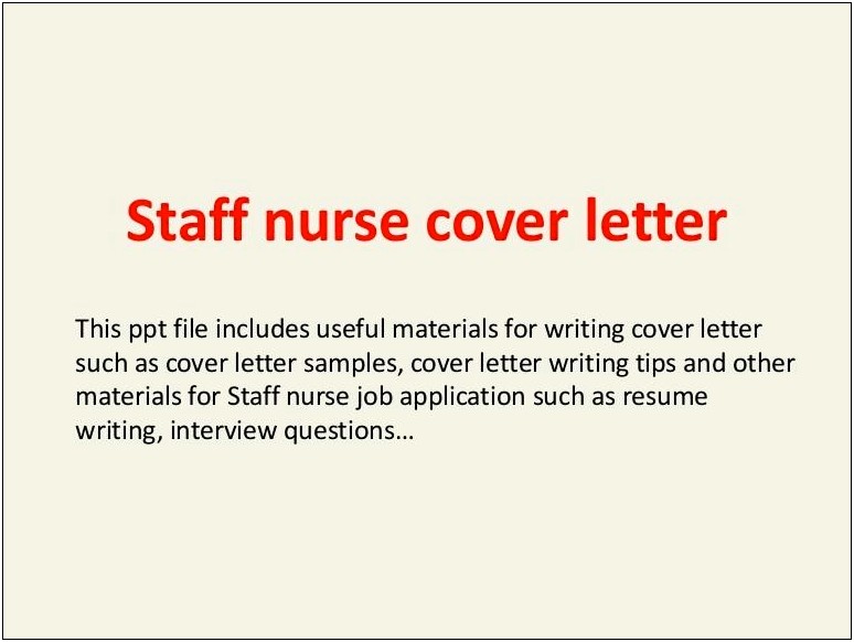 Examples Of Cover Letter For Resume Nurse