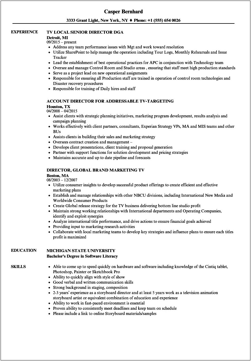 Examples Of Creative Director Resumes