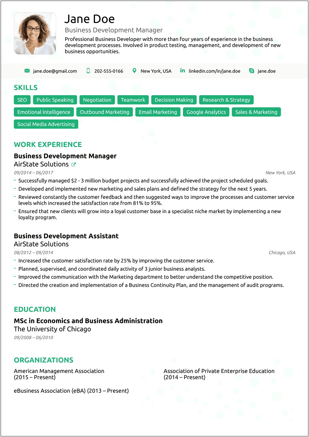 Examples Of Current Resume Styles