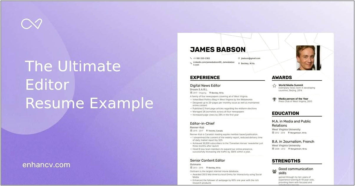 Examples Of Editor Resume Summaries