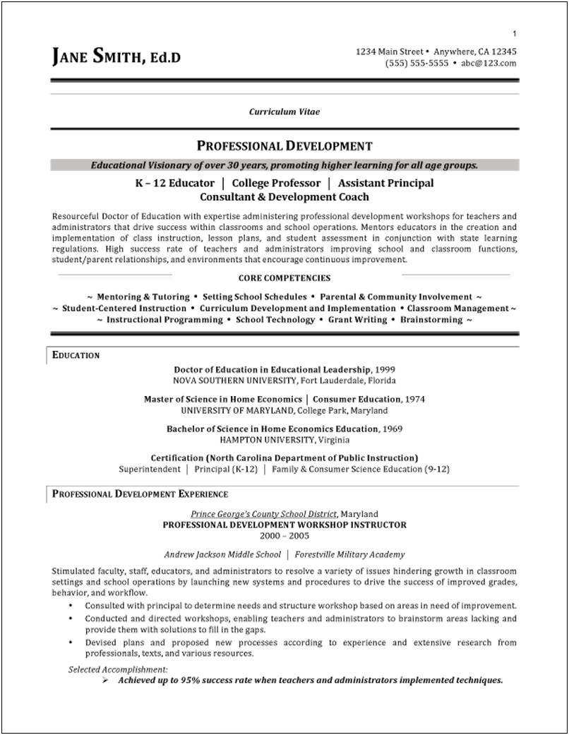 Examples Of Elementary Ed Resumes