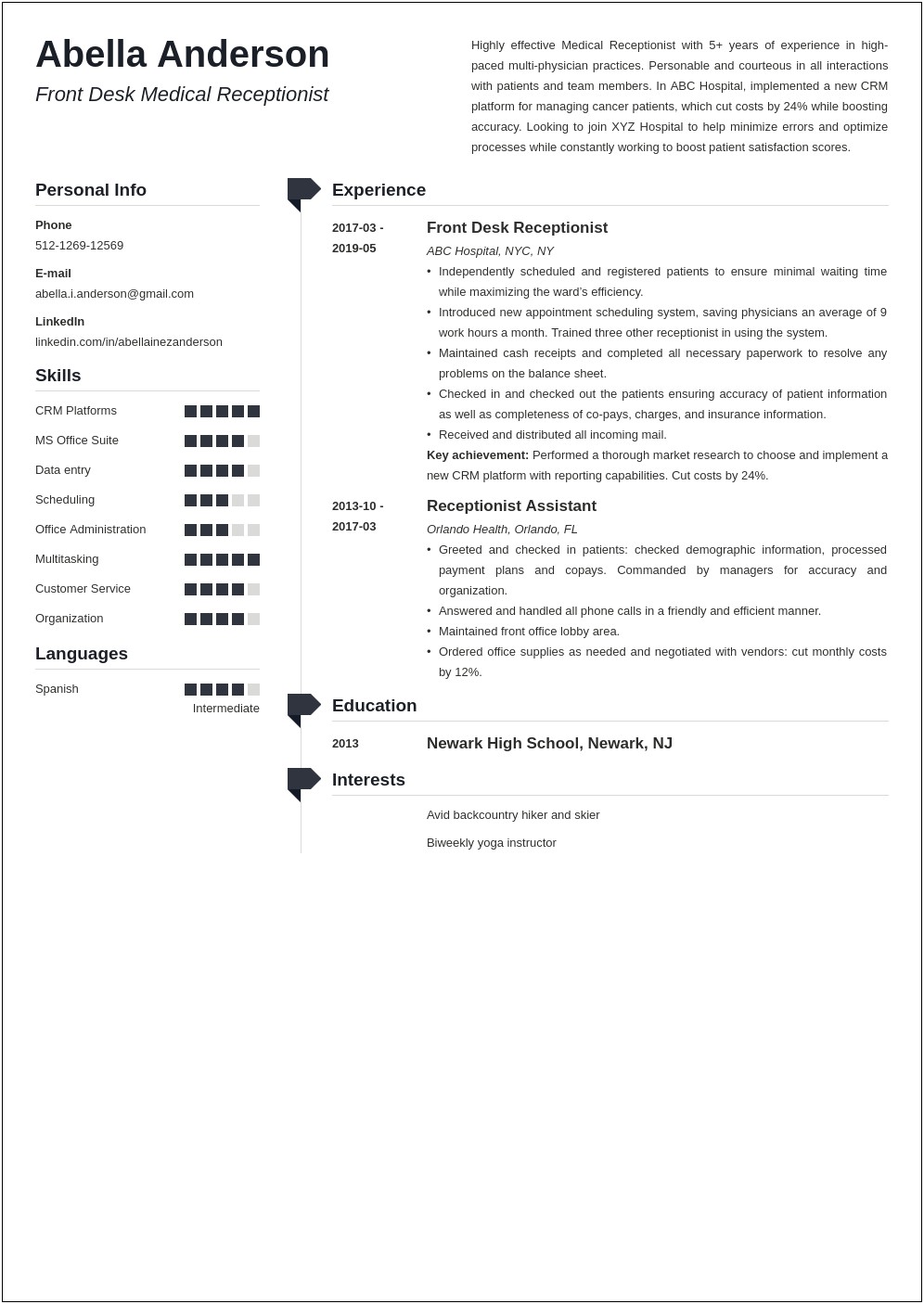 Examples Of Entry Level Medical Receptionist Resumes