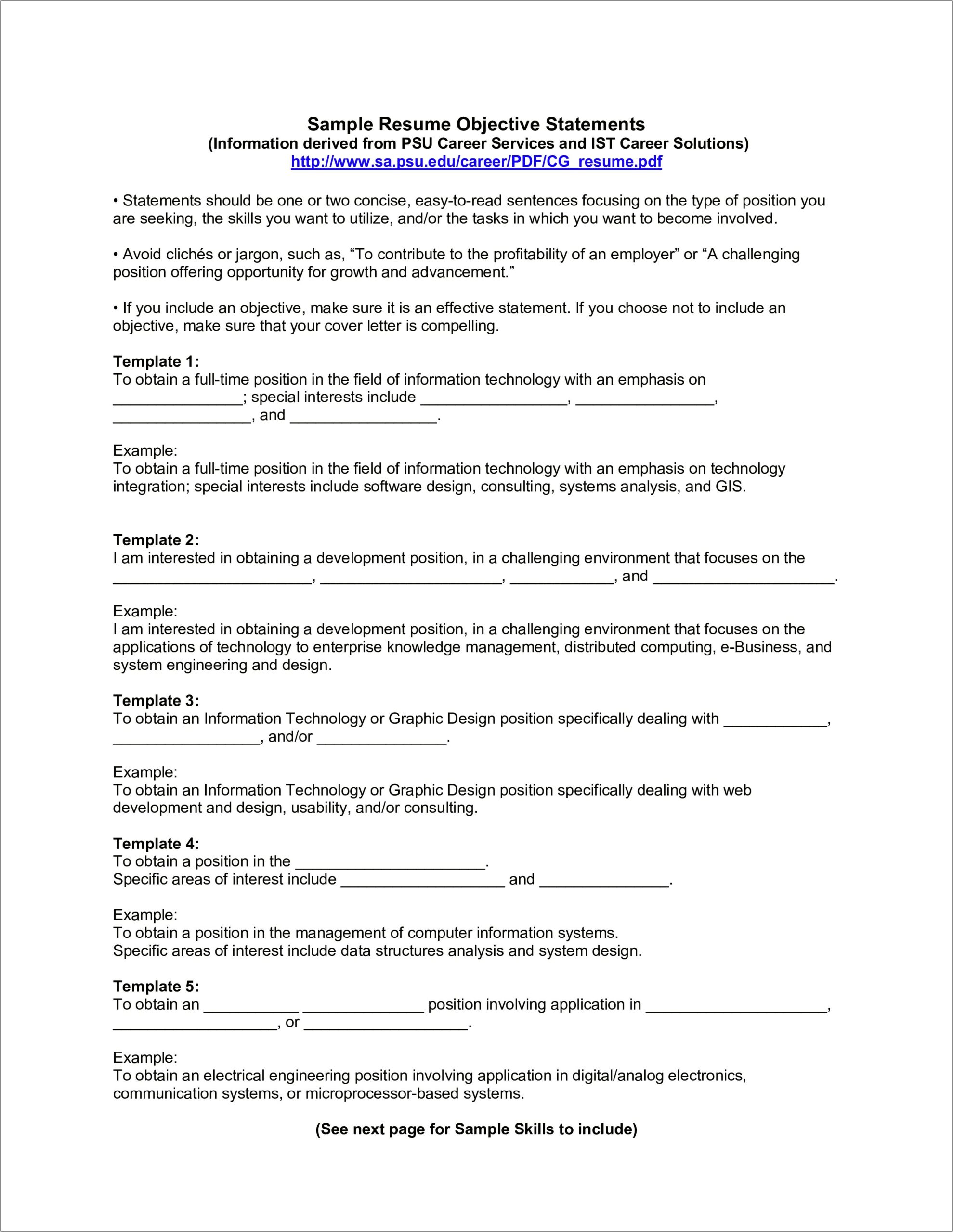 Examples Of Field Of Interest On A Resume