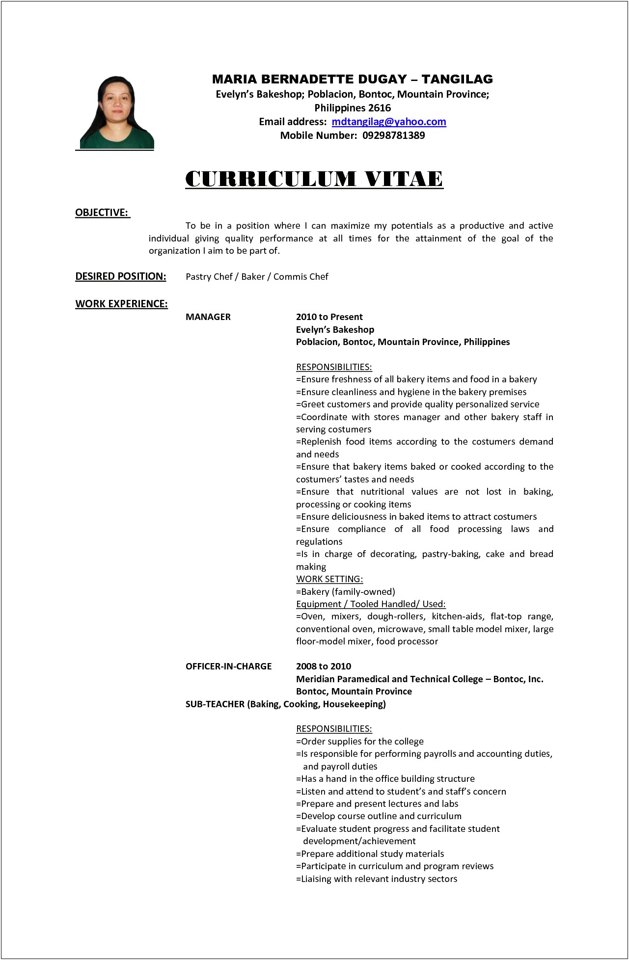 Examples Of Goal Objective On A Resume