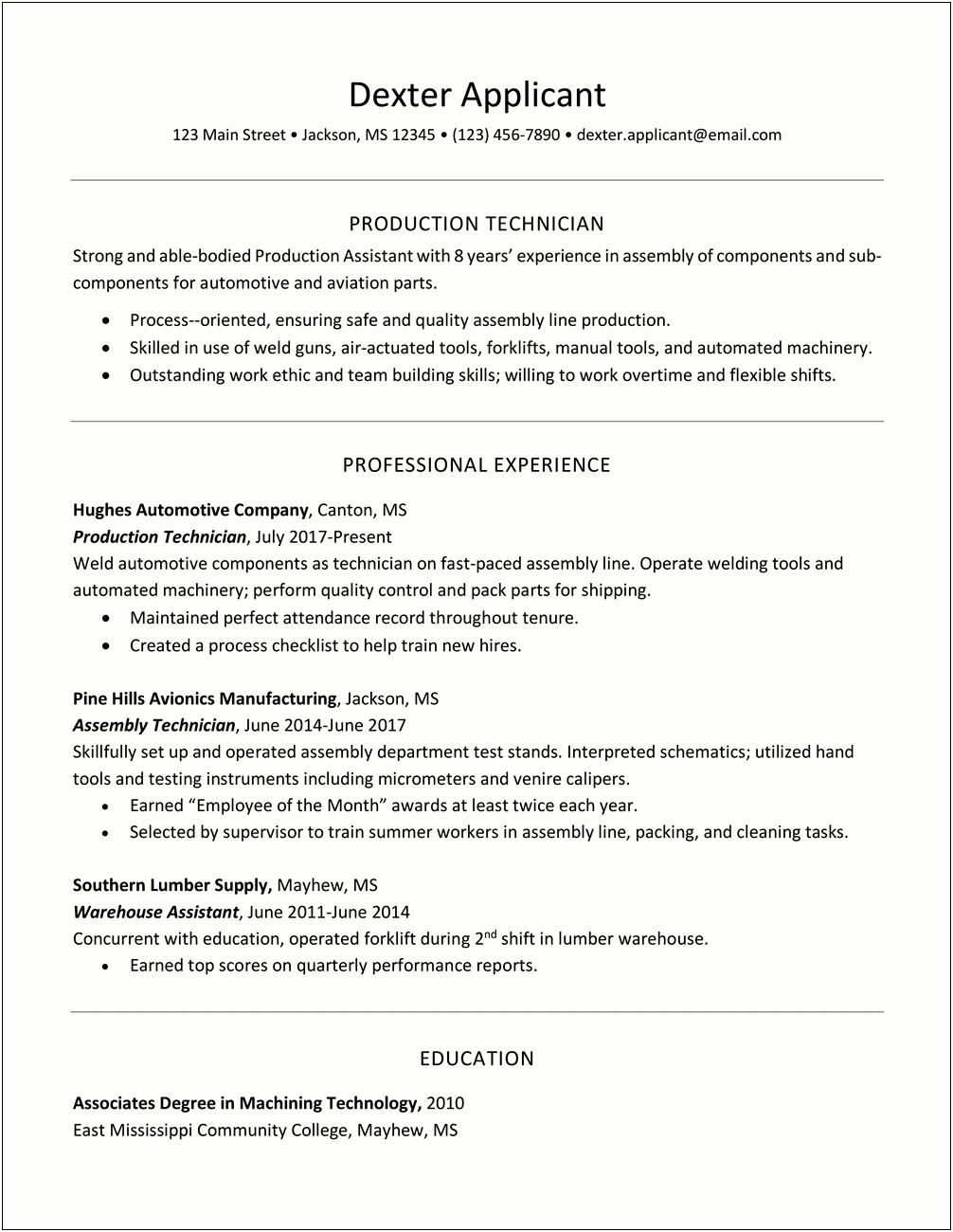 Examples Of Good Looking Resumes
