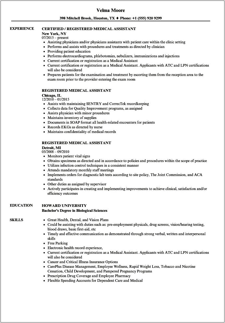 Examples Of Good Medical Assistant Resumes