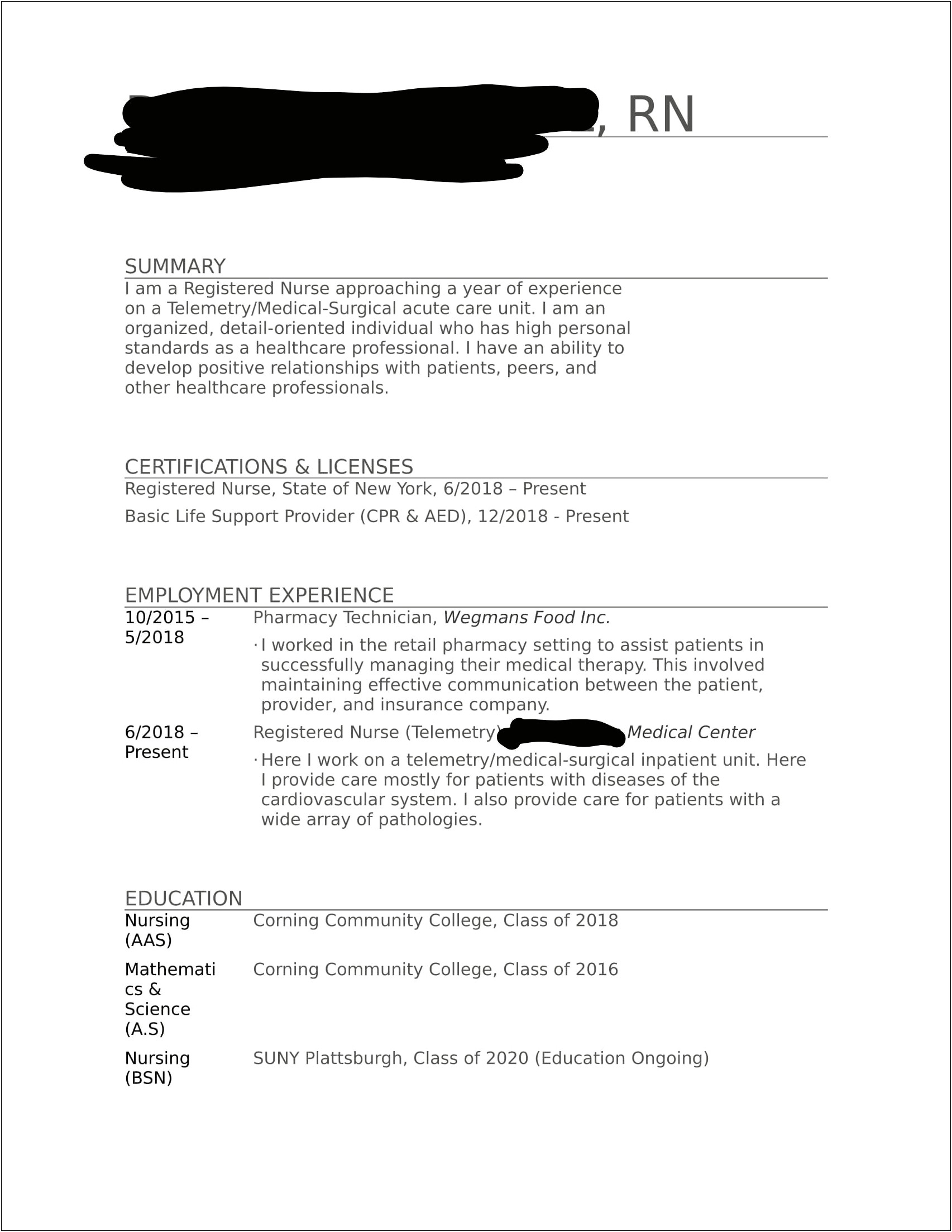 Examples Of Grad Nurse Resume Reddit