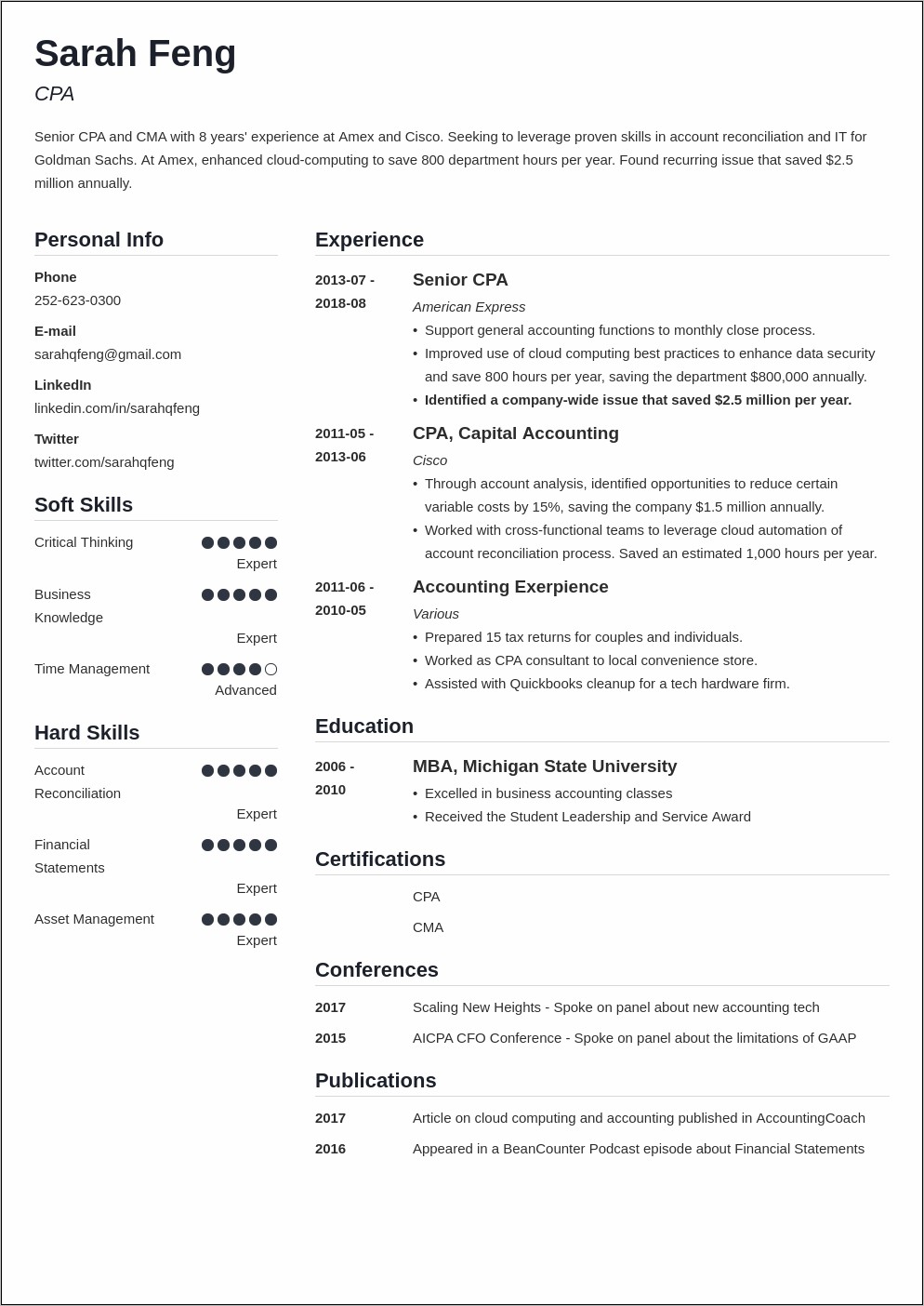 Examples Of Great Accounting Resumes