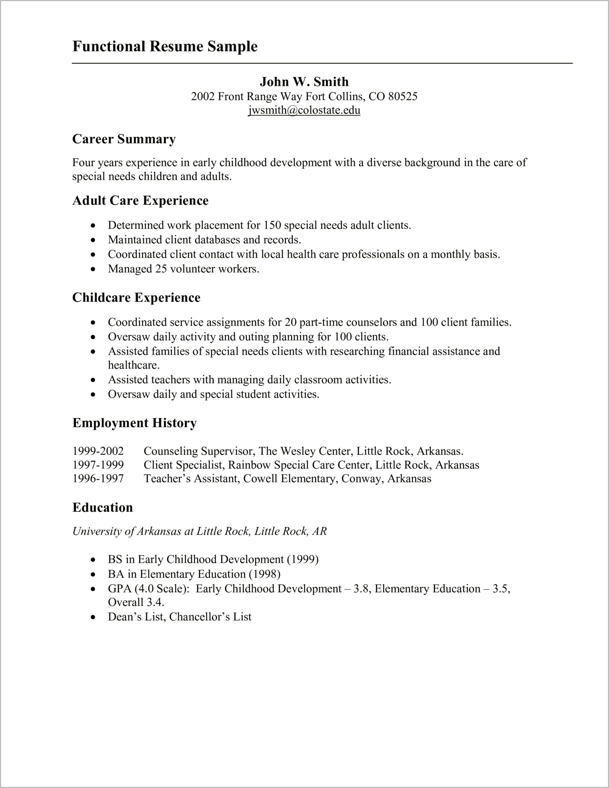 Examples Of Great Functional Resume S