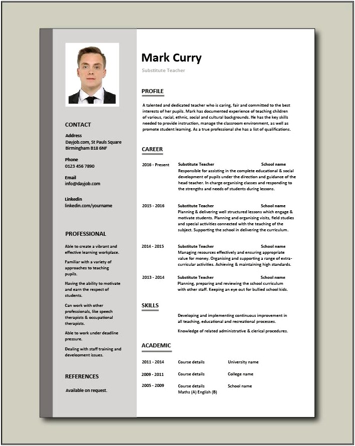 Examples Of Great Resumes For Teachers