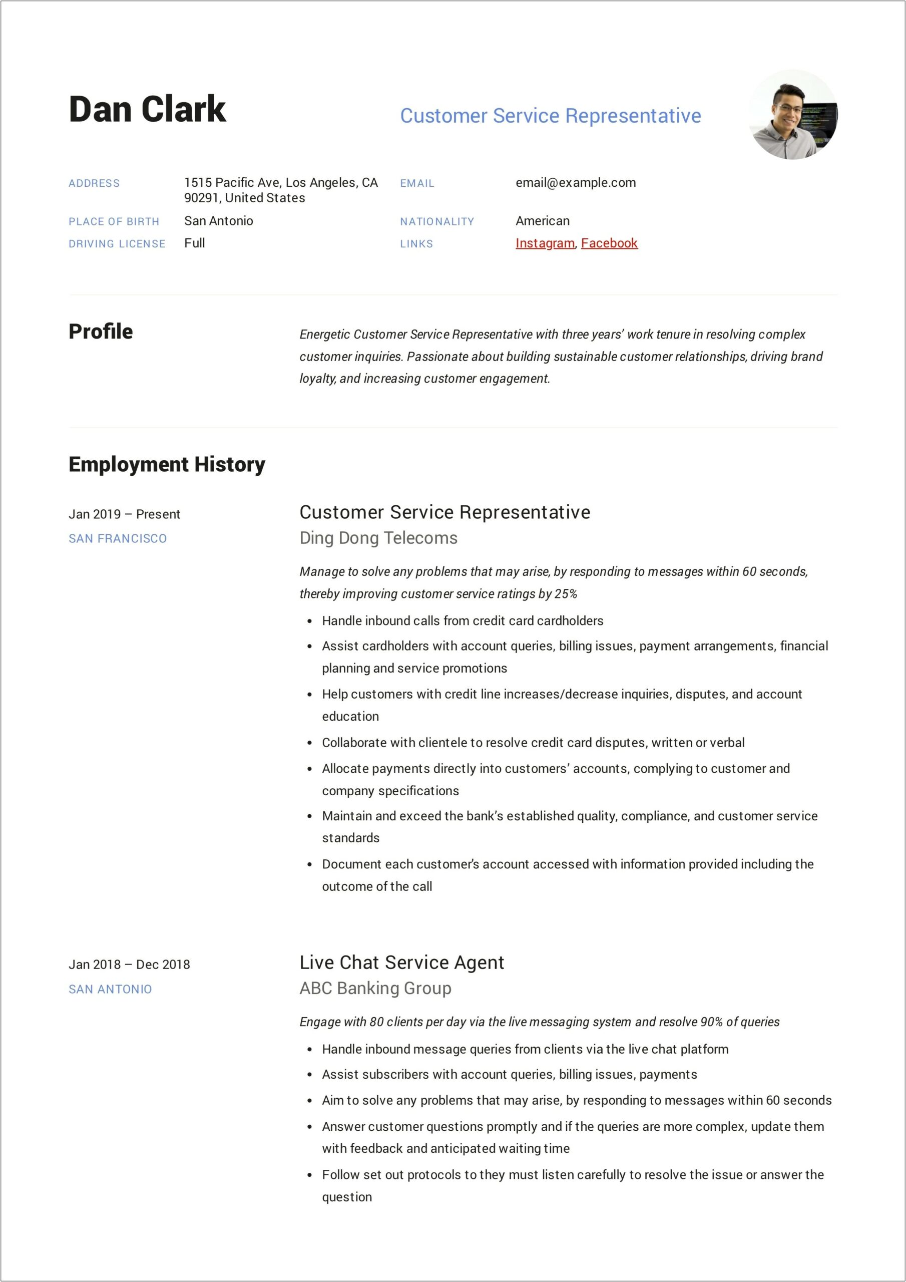 Examples Of He Rep Resume