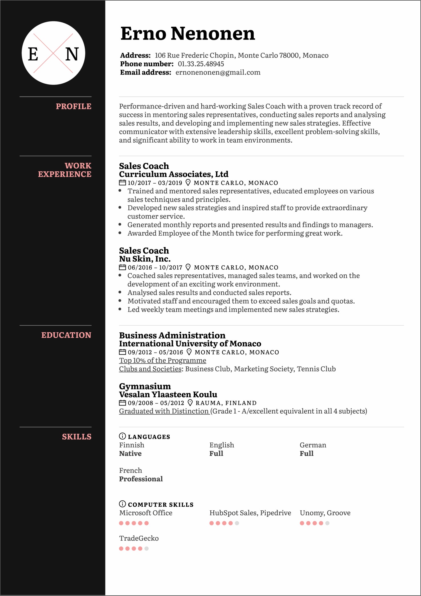 Examples Of Health Coach Resumes
