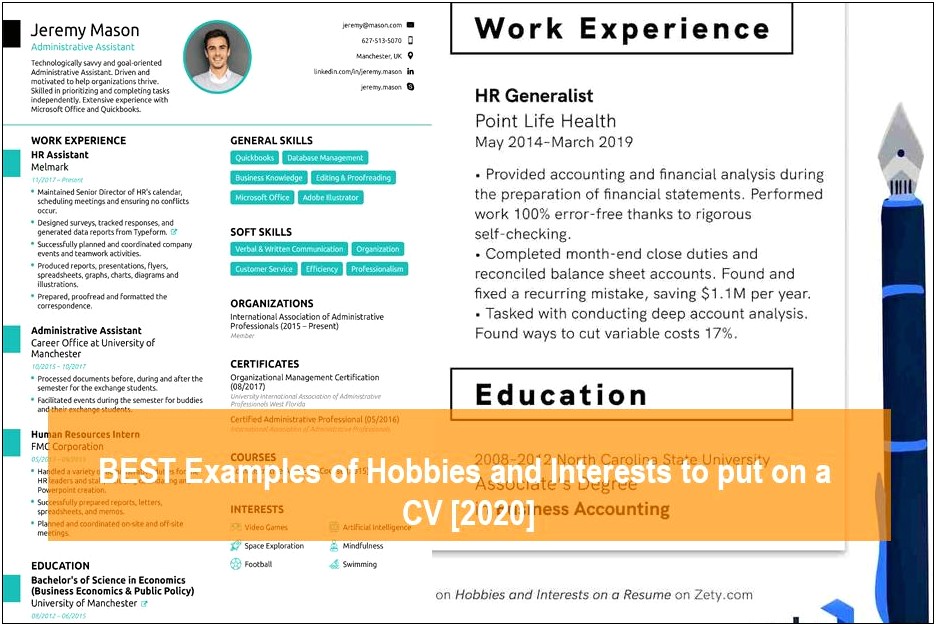 Examples Of Hobbies And Interests On Resume