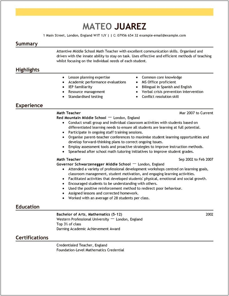 Examples Of Honors And Awards For Resume Professor