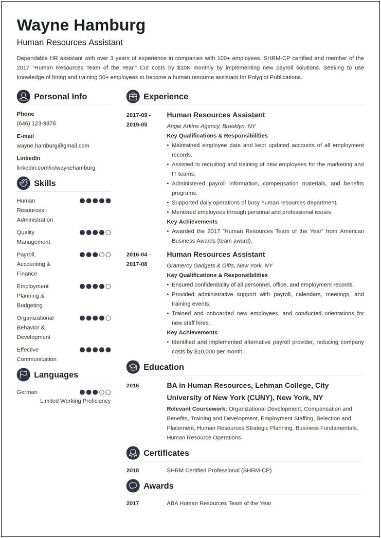 Examples Of Hr Troubleshooting For Resume
