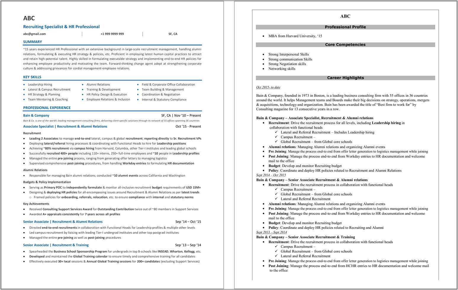 Examples Of Human Resources Generalist Resumes