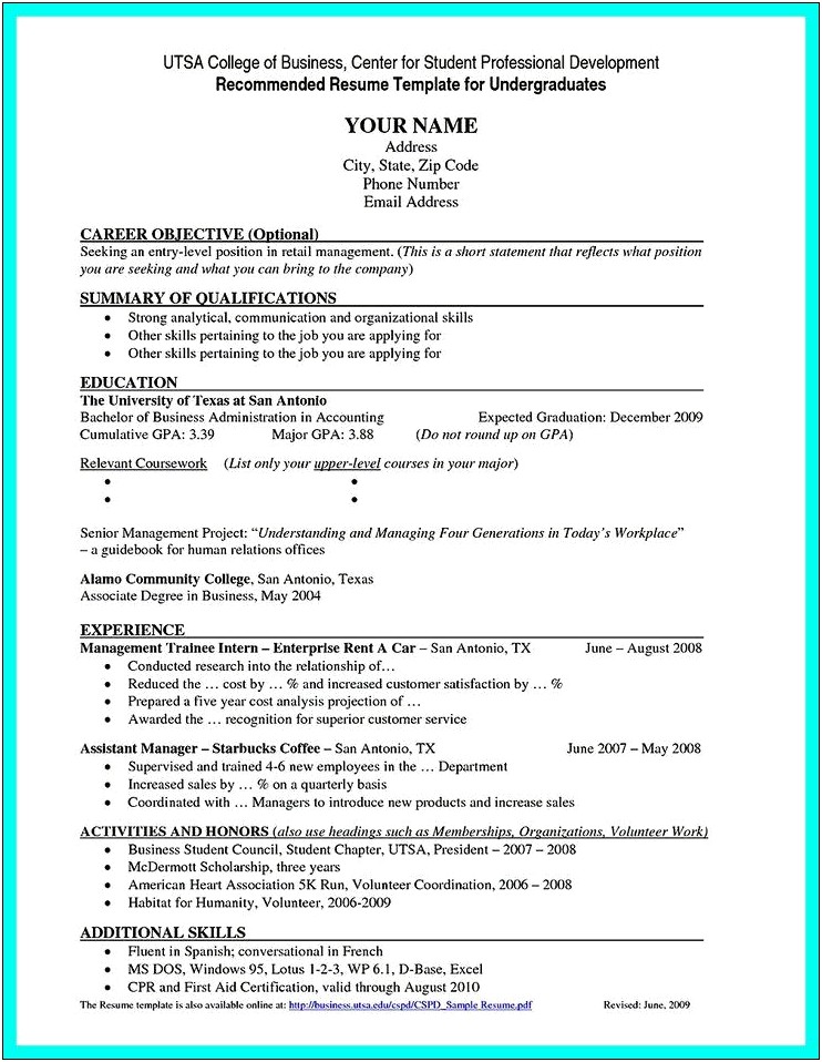 Examples Of Incomplete Education On Resume
