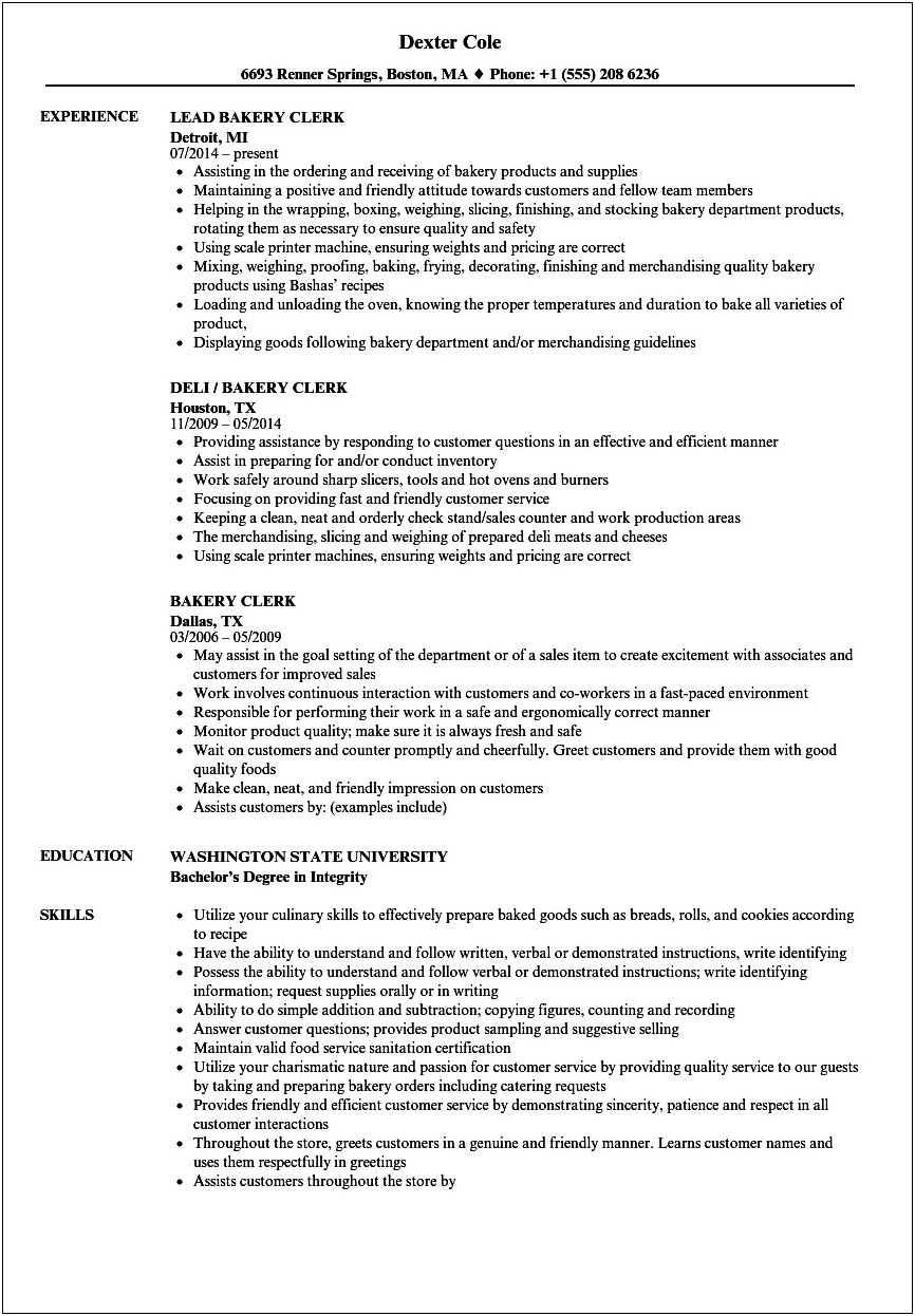 Examples Of Integrity On A Resume