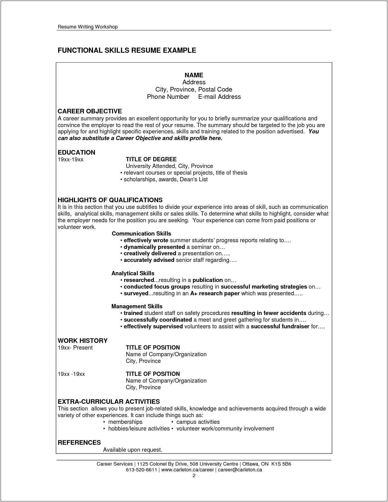 Examples Of Job Skills For A Resume