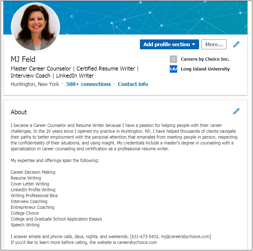 Examples Of Linkedin On Resume