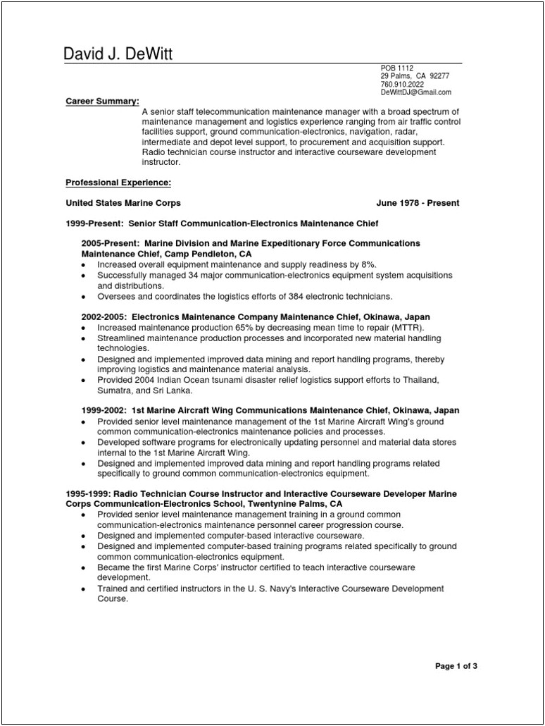 Examples Of Lockheed Resume Coversheet