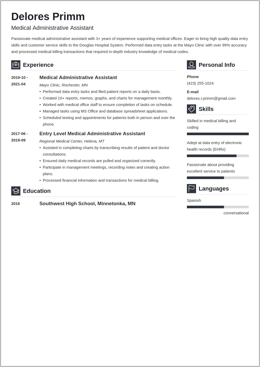 Examples Of Medical Office Assistant Resumes
