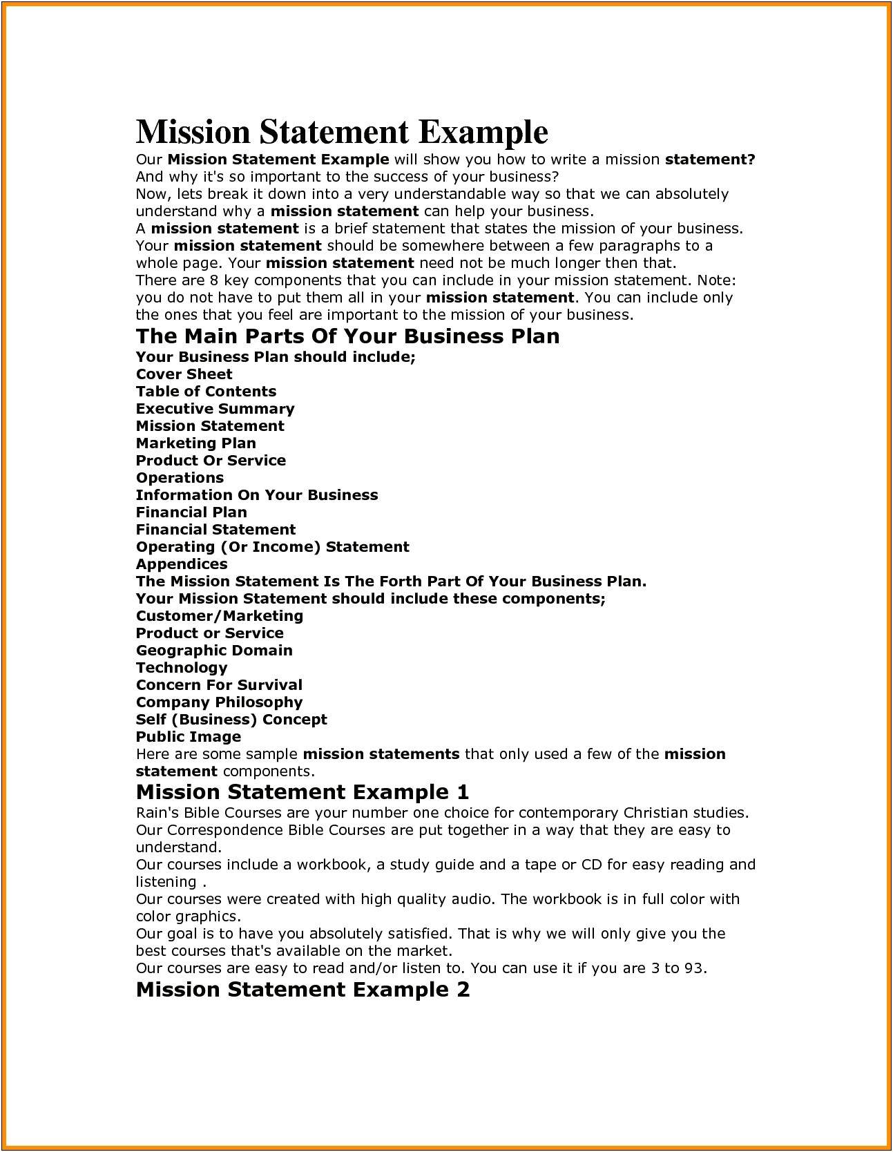 Examples Of Mission Statements For Resumes