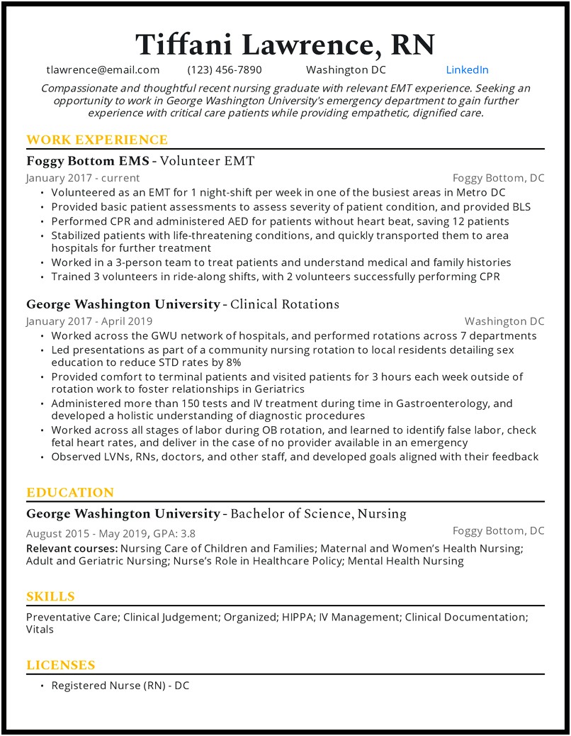 Examples Of Nurse Student Resumes